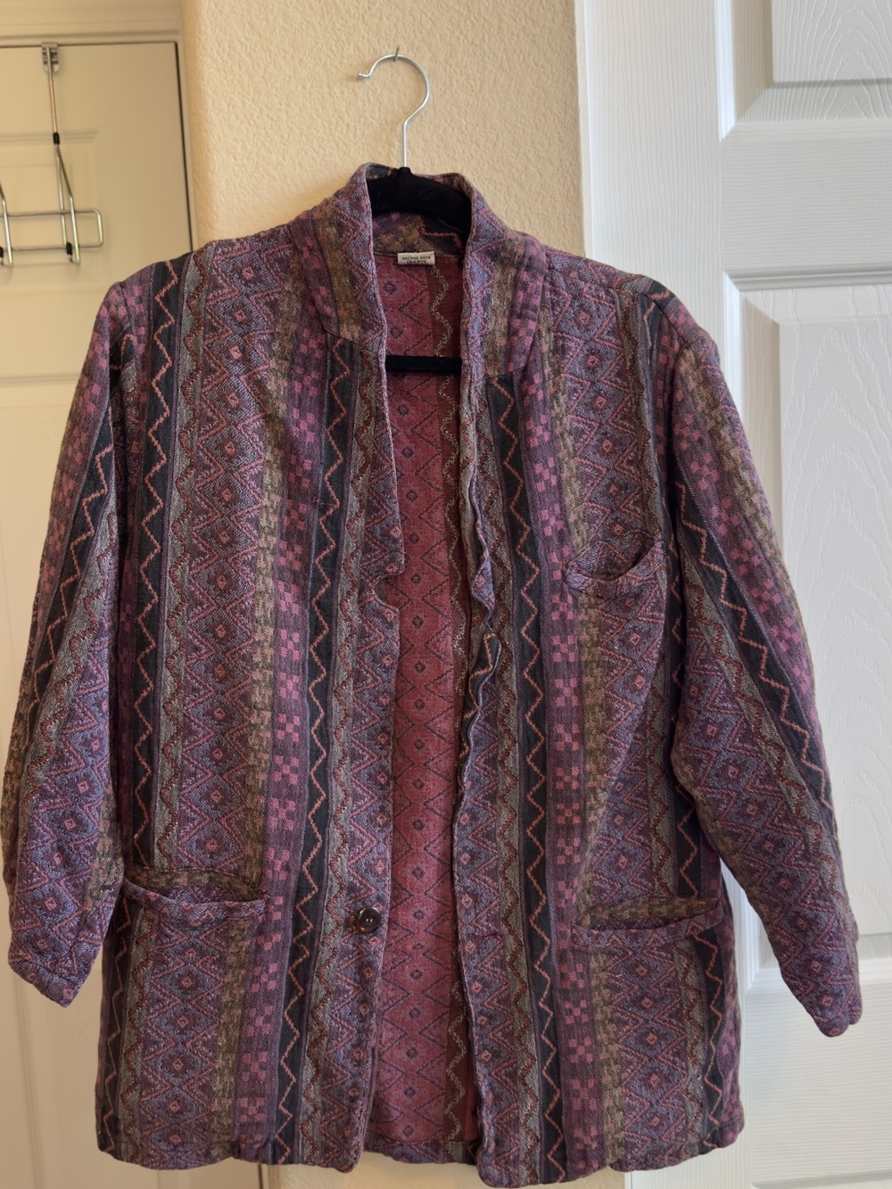 Vintage-Style Purple Patterned Women's Coat